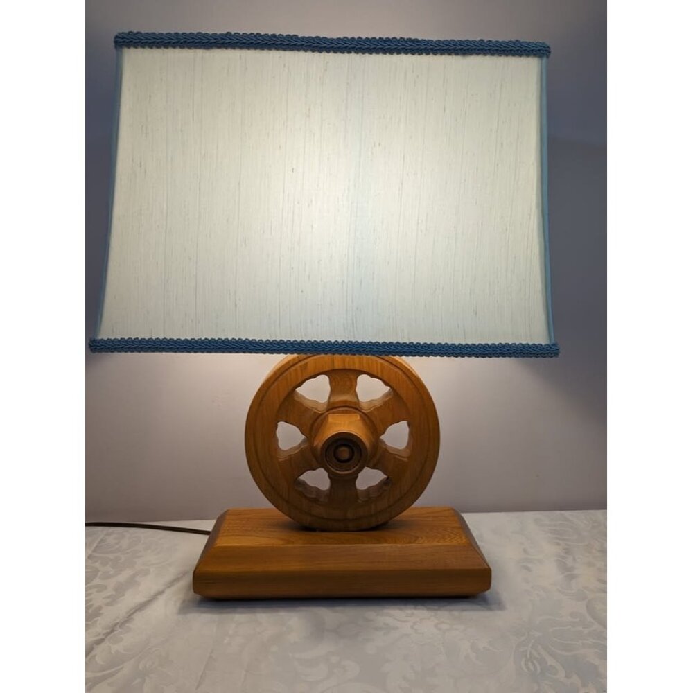 Vintage Nautical Carved Wheel Lamp for the Bedroom
